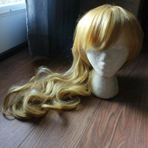 Long Blonde wig curly cosplay fashion synthetic bangs